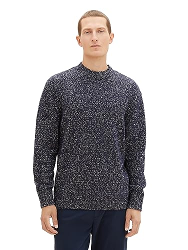 TOM TAILOR Herren 1038236 Comfort Fit Mouliné Strick-Pullover, 32735-sky Captain Fancy Structure, M von TOM TAILOR