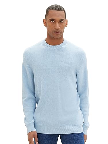 TOM TAILOR Herren 1038238 Cosy Basic Crewneck Strick-Pullover, 13155-Daylight Blue Melange, XXXL von TOM TAILOR