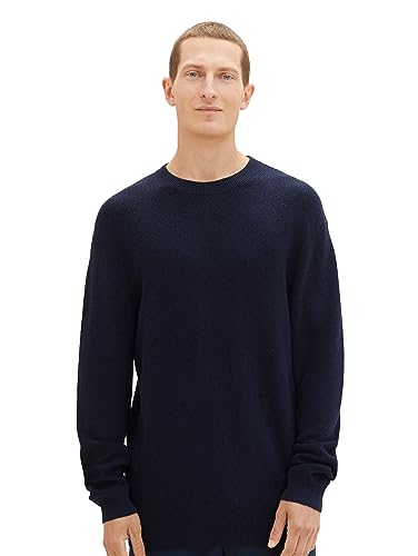 TOM TAILOR Herren 1038238 Cosy Basic Crewneck Strick-Pullover, 13160-Knitted Navy Melange, L von TOM TAILOR