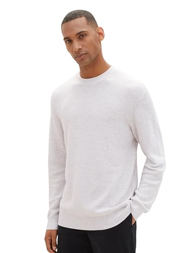 TOM TAILOR Herren 1038238 Cosy Basic Crewneck Strick-Pullover, 32715-vintage beige Grey Melange, XXXL von TOM TAILOR