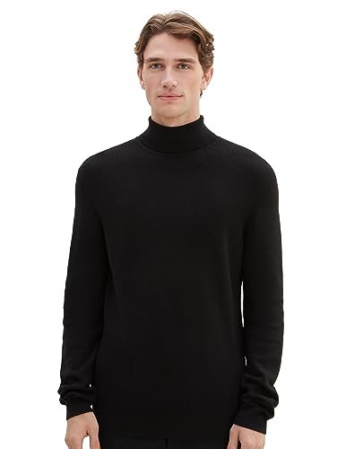 TOM TAILOR Herren 1038241 Cosy Turtle-Neck Strick-Pullover, 29999-Black, M von TOM TAILOR