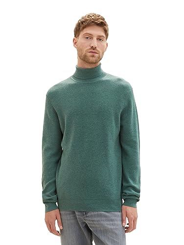 TOM TAILOR Herren 1038241 Cosy Turtle-Neck Strick-Pullover, 32619-green dust Melange, L von TOM TAILOR