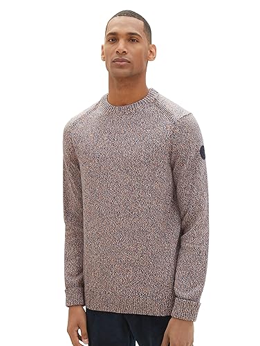 TOM TAILOR Herren 1038246 Basic Strick-Pullover aus Baumwolle, 34234-blue orange Mouline, L von TOM TAILOR