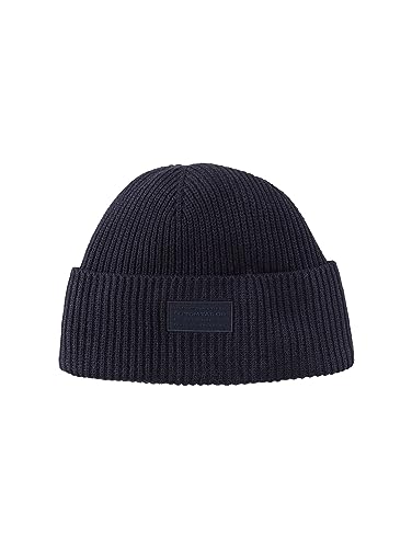 TOM TAILOR Herren 1038516 Beanie Mütze aus Baumwolle, 13160-Knitted Navy Melange, OneSize von TOM TAILOR