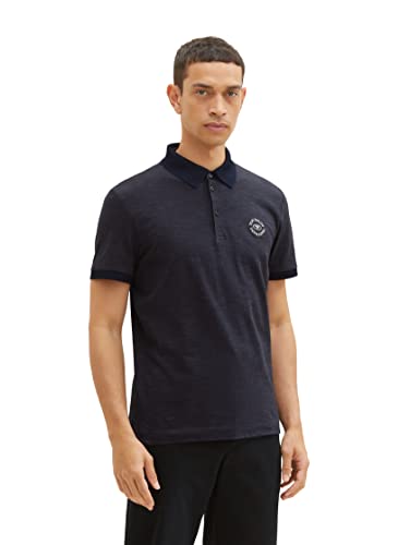 TOM TAILOR Herren 1038532 Poloshirt mit Streifen, 24523-Anthra Navy Fine Stripe, L von TOM TAILOR