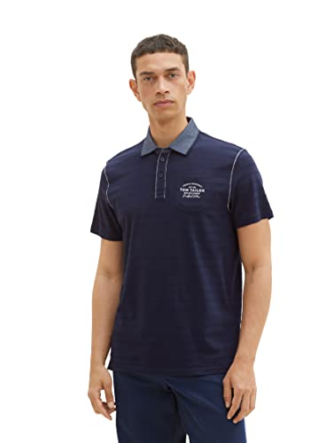 TOM TAILOR Herren 1038533 Poloshirt mit Brusttasche, 10668-Sky Captain Blue, M von TOM TAILOR