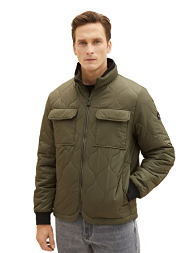 TOM TAILOR Herren 1038549 Quilted Steppweste mit Stehkragen, 10415-Dusty Olive Green, XL von TOM TAILOR