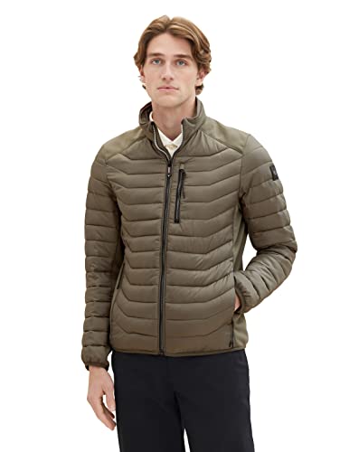 TOM TAILOR Herren 1038606 Hybrid Steppjacke mit Stehkragen, 32097-smokey Olive Green, L von TOM TAILOR