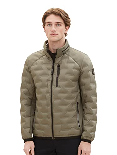 TOM TAILOR Herren 1038608 Hybrid Steppjacke mit Abnehmbarer Kapuze im Kragen, 32097-smokey Olive Green, S von TOM TAILOR