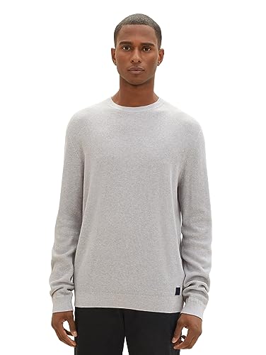 TOM TAILOR Herren 1038612 Basic Strickpullover aus Baumwolle, 14427-Light Soft Grey Melange, XXXL von TOM TAILOR