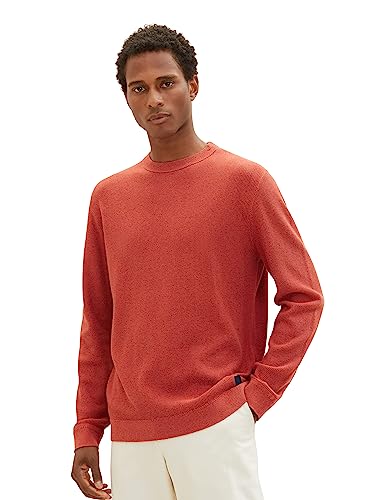 TOM TAILOR Herren 1038612 Basic Strickpullover aus Baumwolle, 32720-warm red Melange, XL von TOM TAILOR