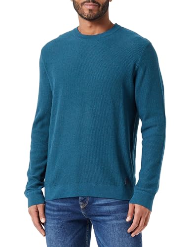 TOM TAILOR Herren 1038612 Basic Strickpullover aus Baumwolle, 34157-dark Green Melange, S von TOM TAILOR