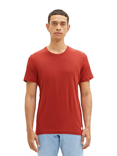 TOM TAILOR Herren 1038664 Basic T-Shirt, 14302-Velvet Red, L von TOM TAILOR