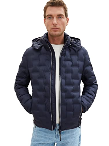 TOM TAILOR Herren 1038666 Hybrid Steppjacke mit Kapuze, 10668-sky Captain Blue, M von TOM TAILOR