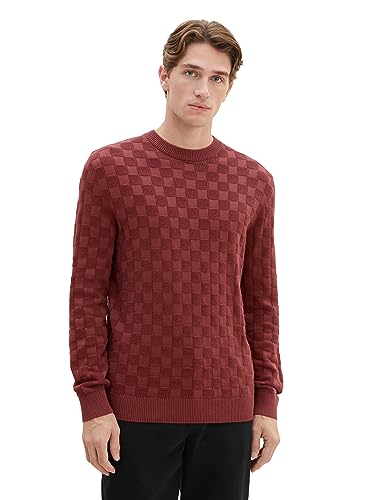 TOM TAILOR Herren 1038672 Basic Strick-Pullover mit Struktur, 32220-burned Bordeaux red, S von TOM TAILOR