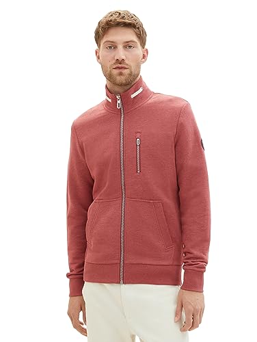 TOM TAILOR Herren 1038716 Sweatjacke mit Stehkragen, 33764-burned Bordeaux Melange, S von TOM TAILOR