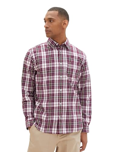 TOM TAILOR Herren 1038778 Hemd, 35157-Tawny Port Red Check, Small von TOM TAILOR
