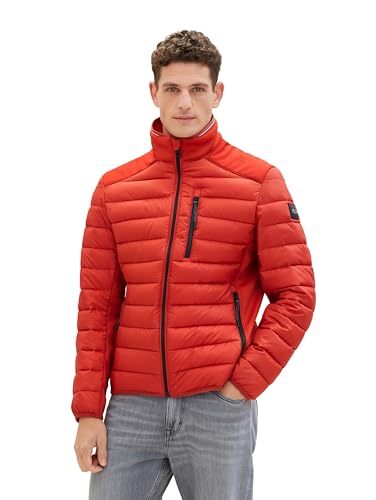 TOM TAILOR Herren Hybrid Steppjacke mit Stehkragen, 34109 - Fire Red, XL von TOM TAILOR