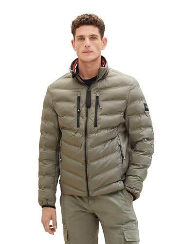 TOM TAILOR Herren Modern Hybrid Steppjacke mit abnehmbarer Kapuze, 32097 - Smokey Olive Green, L von TOM TAILOR