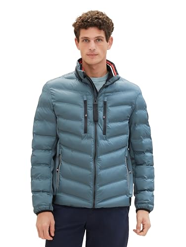 TOM TAILOR Herren Modern Hybrid Steppjacke mit abnehmbarer Kapuze, 32506 - Dusty Dark Teal, XXL von TOM TAILOR