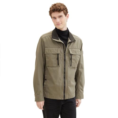 TOM TAILOR Herren Fieldjacke mit Brusttaschen aus Baumwolle, 32097 - Smokey Olive Green, XXXL von TOM TAILOR