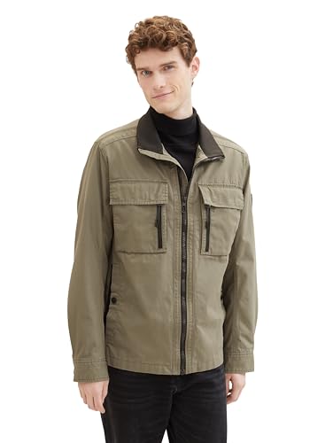 TOM TAILOR Herren Fieldjacke mit Brusttaschen aus Baumwolle, 32097 - Smokey Olive Green, XXL von TOM TAILOR