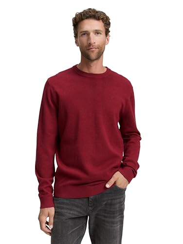 TOM TAILOR Herren 1039805 Pullover, 38762 - Dark Samba Red Melange, XXL von TOM TAILOR