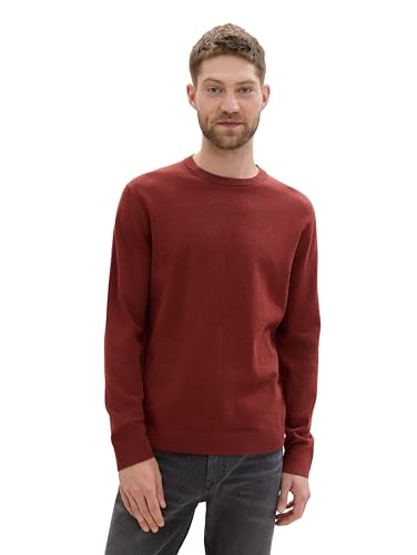 TOM TAILOR Herren 1039805 Strickpullover mit Crewneck, 35676 - Burgundy Dark Red Melange, XL von TOM TAILOR