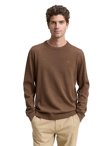 TOM TAILOR Herren 1039810 Pullover, 38678-Dark Taupe Melange, S von TOM TAILOR