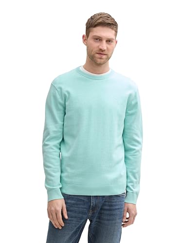 TOM TAILOR Herren 1039810 Strickpullover mit Crewneck, 22232-Soft Mint Green Melange, M von TOM TAILOR