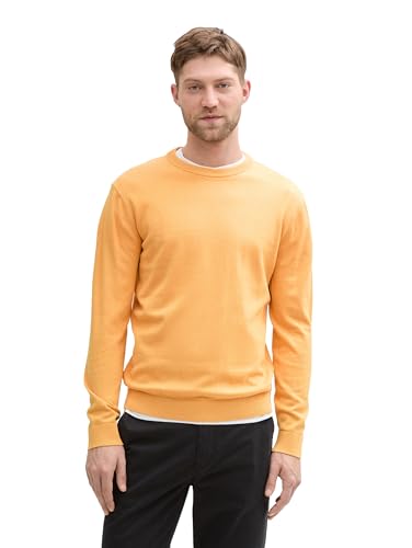 TOM TAILOR Herren 1039810 Strickpullover mit Crewneck, 37378-Peachy Orange Melange, XXL von TOM TAILOR