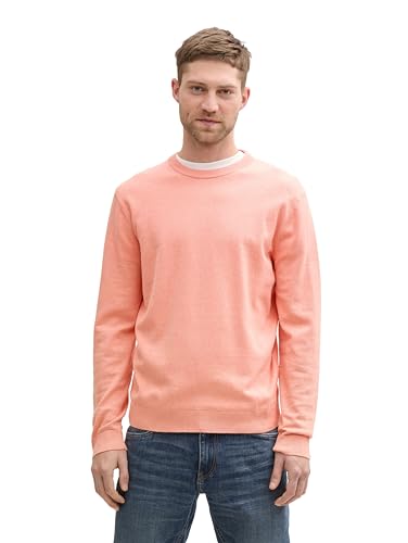 TOM TAILOR Herren 1039810 Strickpullover mit Crewneck, 37383-Hazy Coral Rose Melange, XL von TOM TAILOR