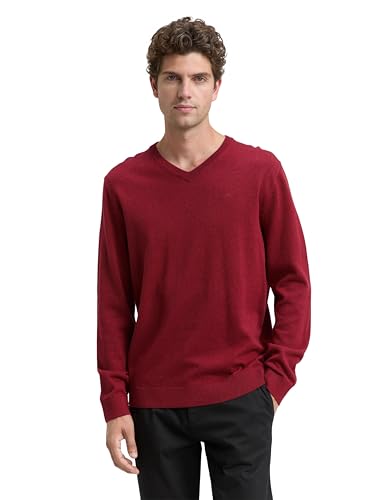 TOM TAILOR Herren 1039811 Pullover, 38762-Dark Samba Red Melange, L von TOM TAILOR