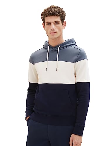 TOM TAILOR Herren 1039839 Hoodie mit Cutline-Optik, 32506-dusty Dark Teal, M von TOM TAILOR