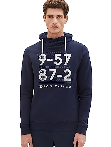 TOM TAILOR Herren 1039841 Snood Sweatshirt mit Print, 10668-sky Captain Blue, L von TOM TAILOR