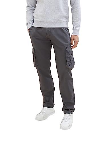 TOM TAILOR Herren Regular Fit Cargo Hose aus Baumwolle, 10899 - Tarmac Grey, S von TOM TAILOR