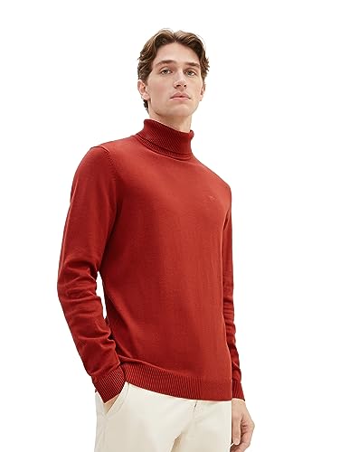 TOM TAILOR Herren 1039854 Basic Rollkragen-Pullover aus Strick, 14302-velvet red, XL von TOM TAILOR