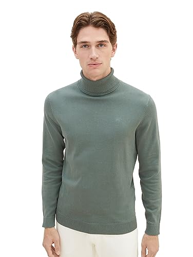 TOM TAILOR Herren 1039854 Basic Rollkragen-Pullover aus Strick, 19643-green dust, XL von TOM TAILOR