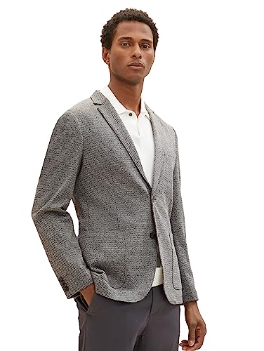 TOM TAILOR Herren 1039891 Jersey Sakko mit Reverskragen, 19393-grey Houndstooth, 48 von TOM TAILOR