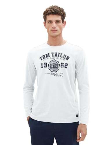TOM TAILOR Herren 1039895 Longsleeve T-Shirt, 14297-White 2, L von TOM TAILOR