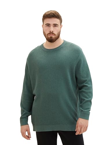 TOM TAILOR Herren 1039935 Basic Strickpullover aus Baumwolle, 32619-green dust Melange, 3XL von TOM TAILOR