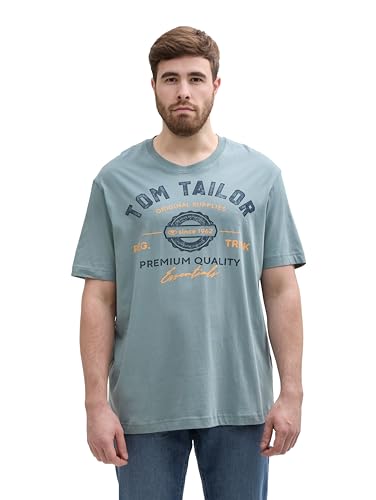 TOM TAILOR Herren 1039944 T-Shirt, 27475-Grey Mint, 5XL Größen von TOM TAILOR