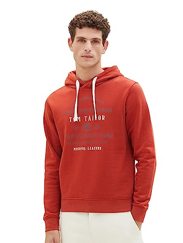 TOM TAILOR Herren 1039949 Hoodie mit Print, 14302-velvet red, L von TOM TAILOR