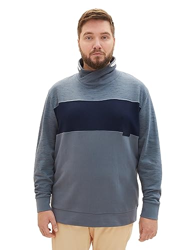 TOM TAILOR Herren 1039950 Colorblock Sweatshirt Optik, 32437-dusty Dark Teal Spacedye, 3XL von TOM TAILOR