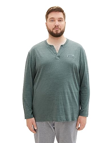 TOM TAILOR Herren 1039956 Serafino Longsleeve mit kleinem Logo Print, 32448-green dust Stripy Inject, 2XL TOM TAILOR Herren 1039956 Serafino Longsleeve mit kleinem Logo Print, 32448-green dust Stripy Inject, 2XL von TOM TAILOR