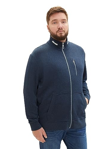 TOM TAILOR Herren 1039958 Sweatjacke mit Stehkragen, 19024-sky Captain Blue White Melange, 3XL von TOM TAILOR