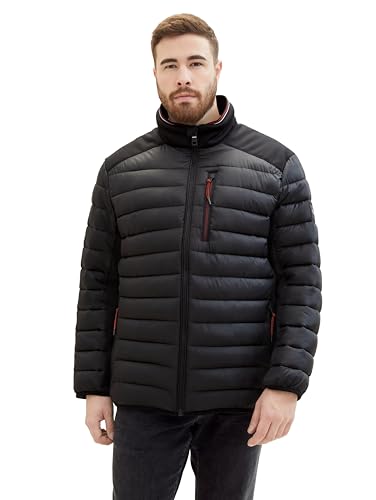 TOM TAILOR Herren Plussize Hybrid Steppjacke mit Stehkragen, 29999 - Black, 2XL von TOM TAILOR