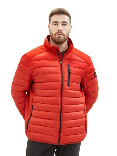 TOM TAILOR Herren Plussize Hybrid Steppjacke mit Stehkragen, 34109 - Fire Red, 5XL von TOM TAILOR