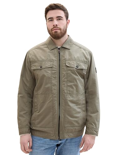 TOM TAILOR Herren Plussize Casual Blouson Übergangsjacke aus Baumwolle, 32097 - Smokey Olive Green, 5XL von TOM TAILOR