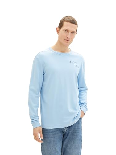 TOM TAILOR Herren Basic Langarmshirt mit Rundhalsausschnitt, 32245 - Washed Out Middle Blue, XL von TOM TAILOR